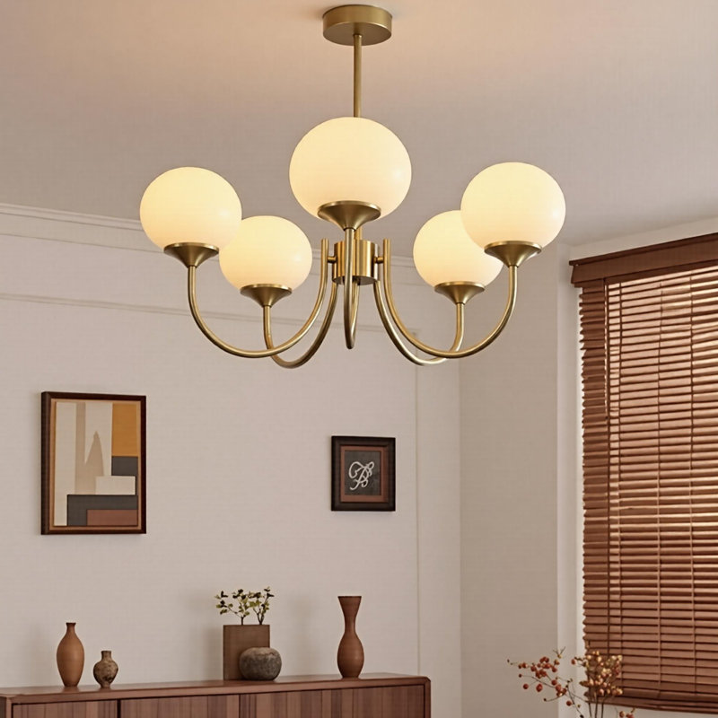 Globe terrestre unique en forme de lustre spoutnik doré