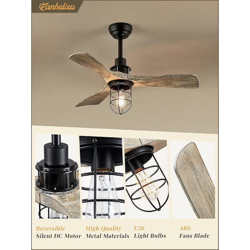 36Inch Ceiling Fans With Lights And Remote Control Farmhouse Flush Mount Ceiling Fan With 6-Speeds,Low Profile Ceiling Fans With Quiet Reversible DC Motor For Patio Living Room Bedroom