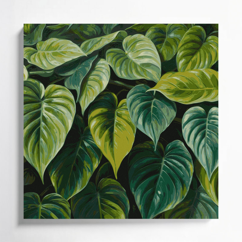 Art mural sur toile vert, Hawaiian Philodendron, H 12 po x l 12 po