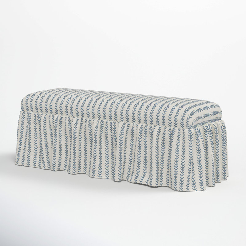 Nia Ruffle Dining Bench, Vine Stripe Dusty Blue
