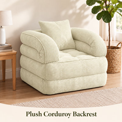 Upholstered Corduroy Convertible Chair