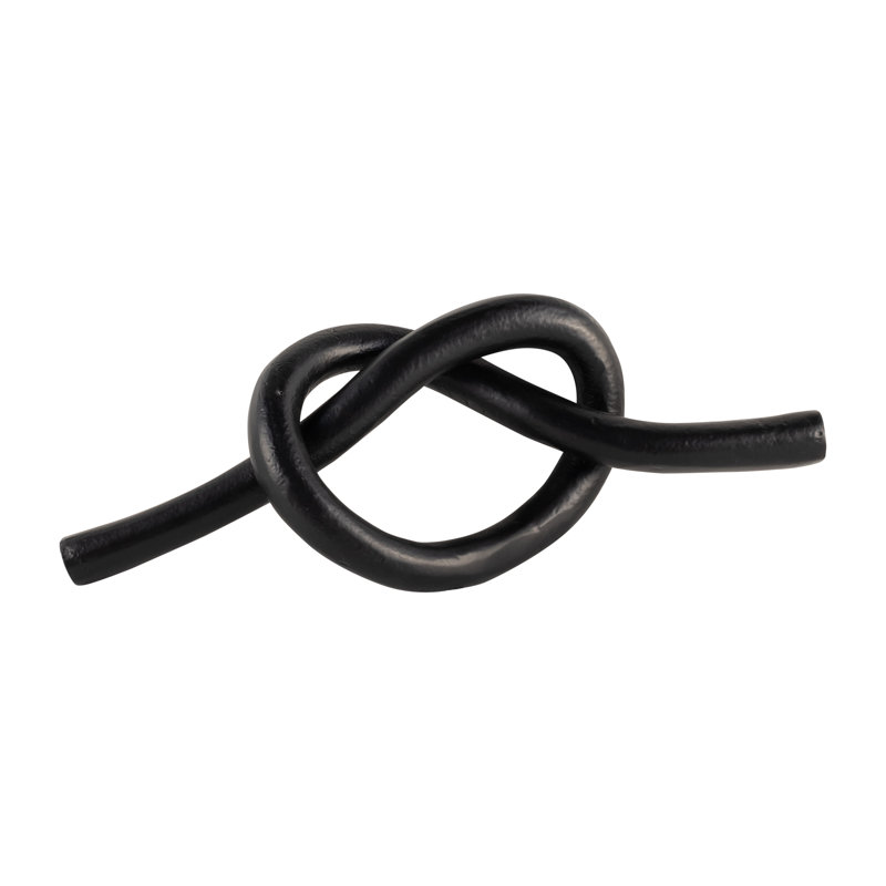 Metal Knot Sculpture - 12" x 5" x 3", Black