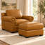 Windsor Elegant 100% Top Grain Leather Ottoman, Made to Order-289215451
