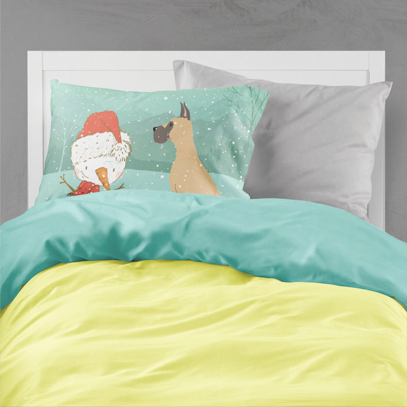 Snowman Christmas Microfiber, Cropped Fawn Great Dane