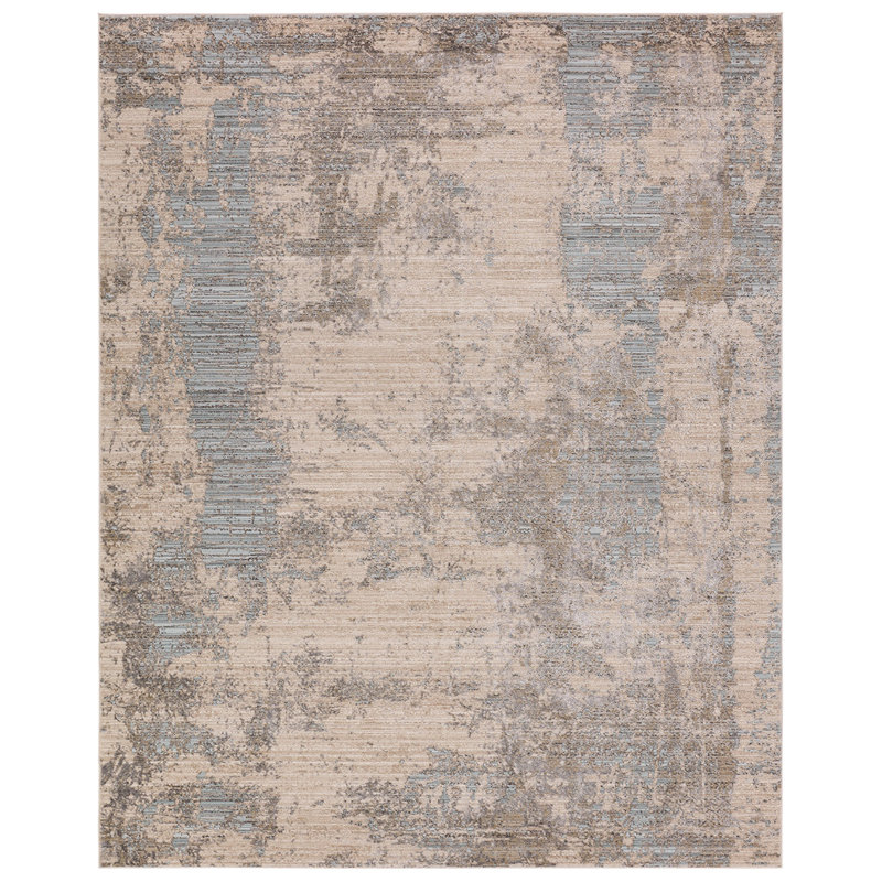 Tapis brun clair à motif abstrait Mollett, Rectangle 9 pi 6 po x 13 pi 6 po