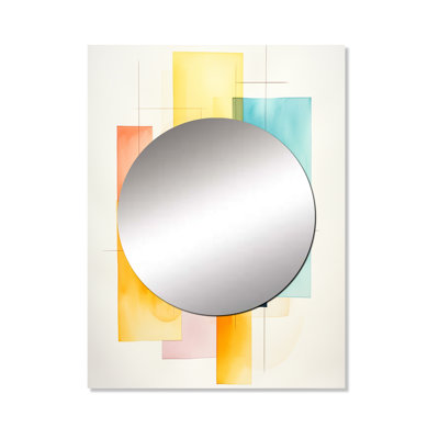 Multicolor cubes patterns I - Geometric Decorative Wall Mirror, Green Large Mirror, Printed Metal Art
