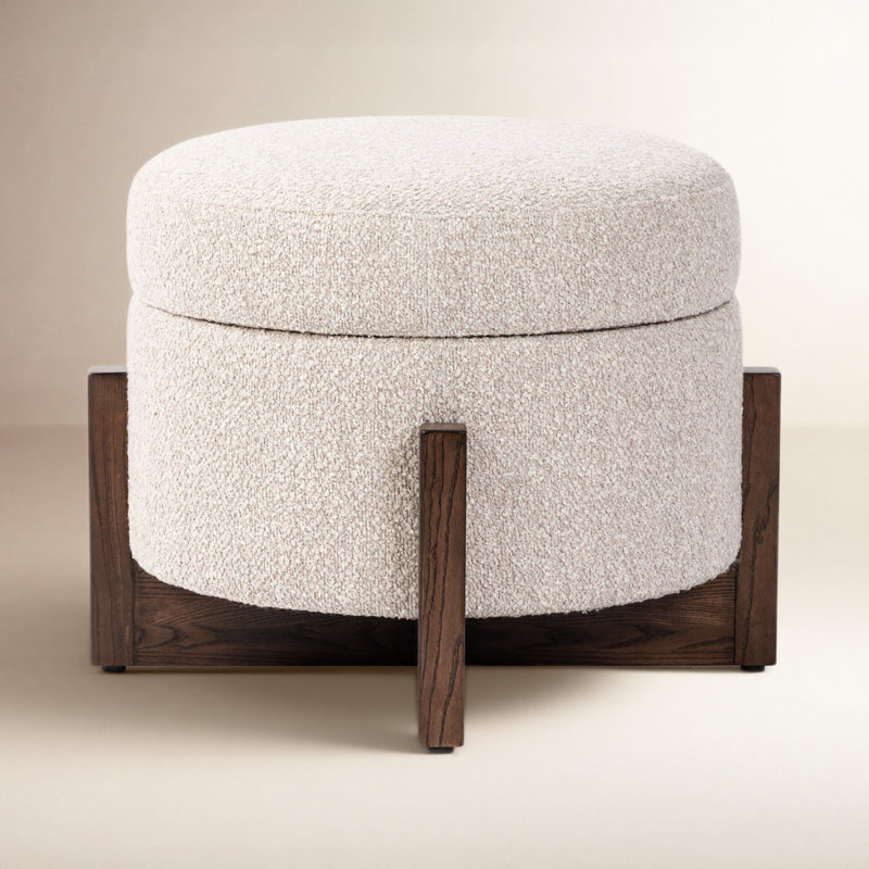 Esben Storage 25" Sattley Fog Ottoman, Saddle Fog Boucle