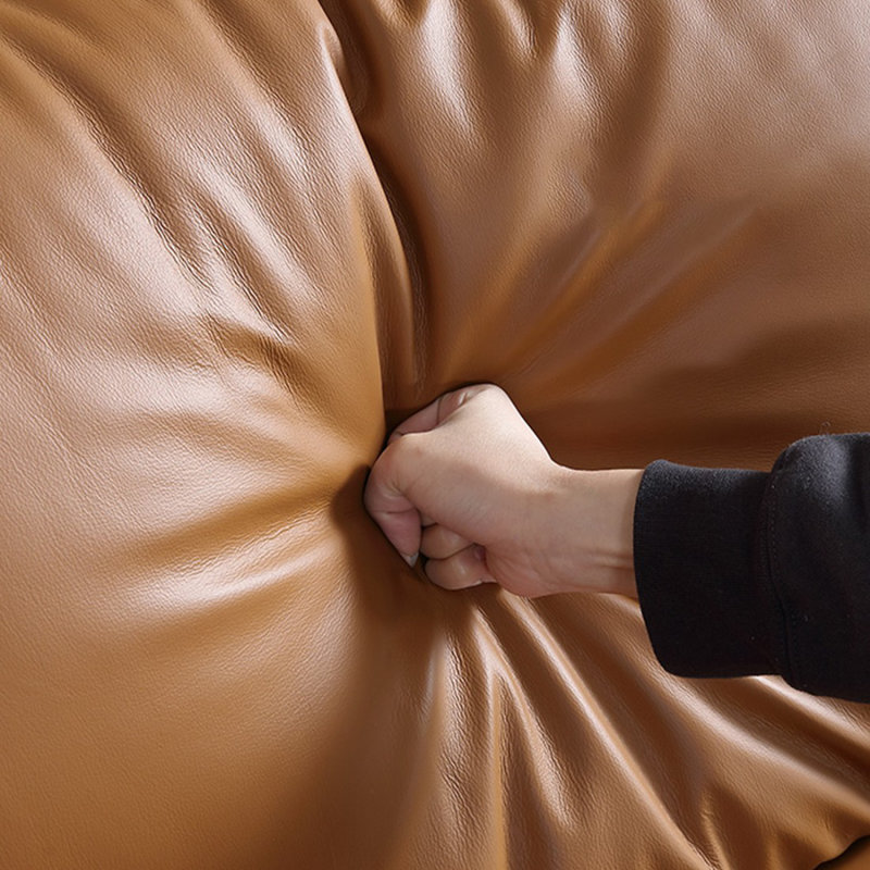 Causeuse coussin orange en cuir véritable, H 33,46 po x l 70,87 po x P 37,4 po