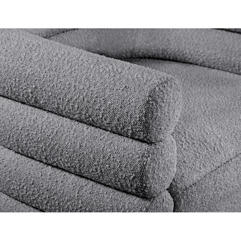 Tessa 33.5" W Boucle Swivel Barrel Chair, Gray Boucle Fabric