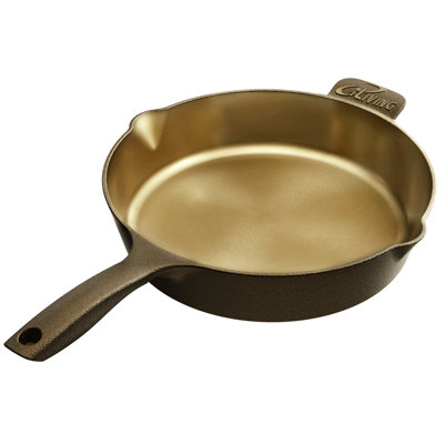 iLIVING ILG8FE12DS Seasoned Modern Heirloom Mirror Polished Cast Iron Skillet Pan 12" (2.7" Wall Height/3.7 L)