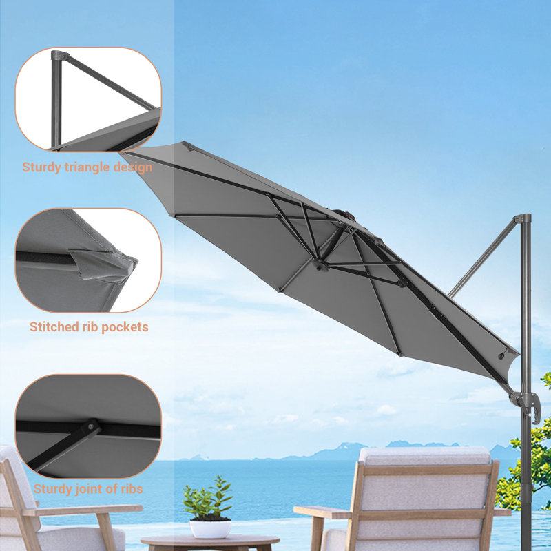 Parasol en porte-à-faux 120 po Dobromila, Gris