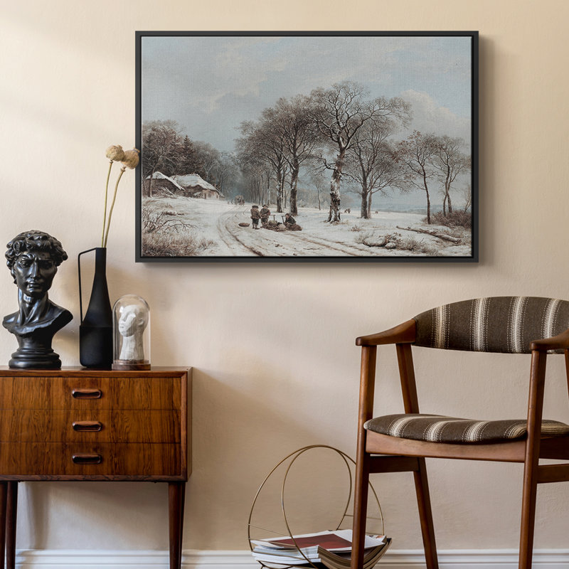 Paysage rétro - CCLxx, Toile avec cadre flottant noir, H 25 po x l 37 po x P 2 po