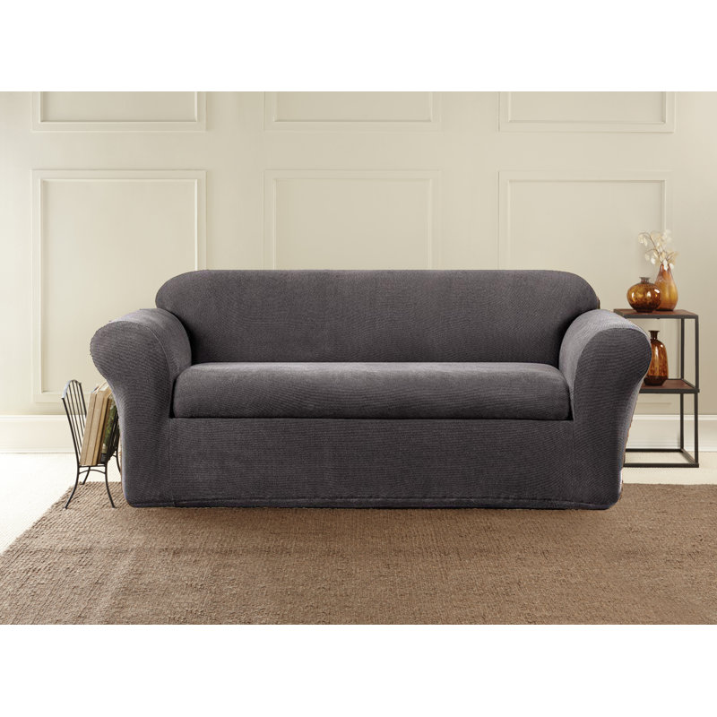 Gray Stretch Oxford Sofa Slipcover with Custom Fit