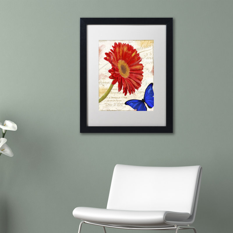 Jadaya «Gerbera Daisy», impression encadrée, H 14 po x l 11 po x P 0,5 po, Cadre argenté, Blanc