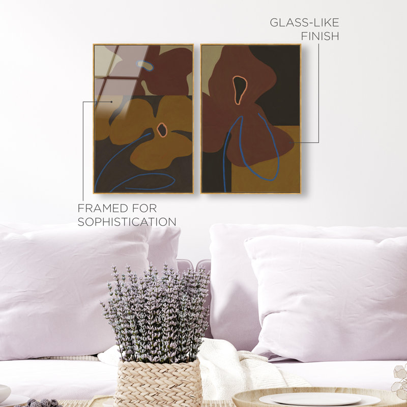 Moody Flowers Set Set by Oliver Gal, 16" H x 11" W, Gold Floater Frame