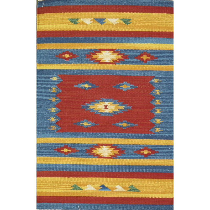 Anatolian Kilim Hand-Woven Cotton Rug 6' x 9' in Blue