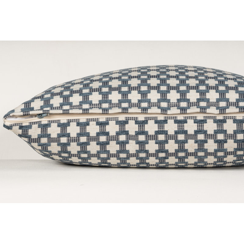 Coussin Birch Lane Stride, Bleu géométrique, Plumes, Carré 26 po