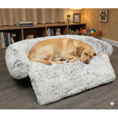 Anxiety-Reducing Dog Bed, Plush Mat Serving as Furniture Shield with Detachable Machine-Washable Cover, Suitable for Large, Medium, and Small Canines