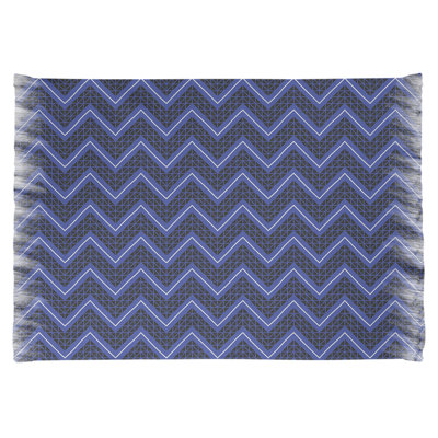 Tapis bleues à chevrons à main inversé