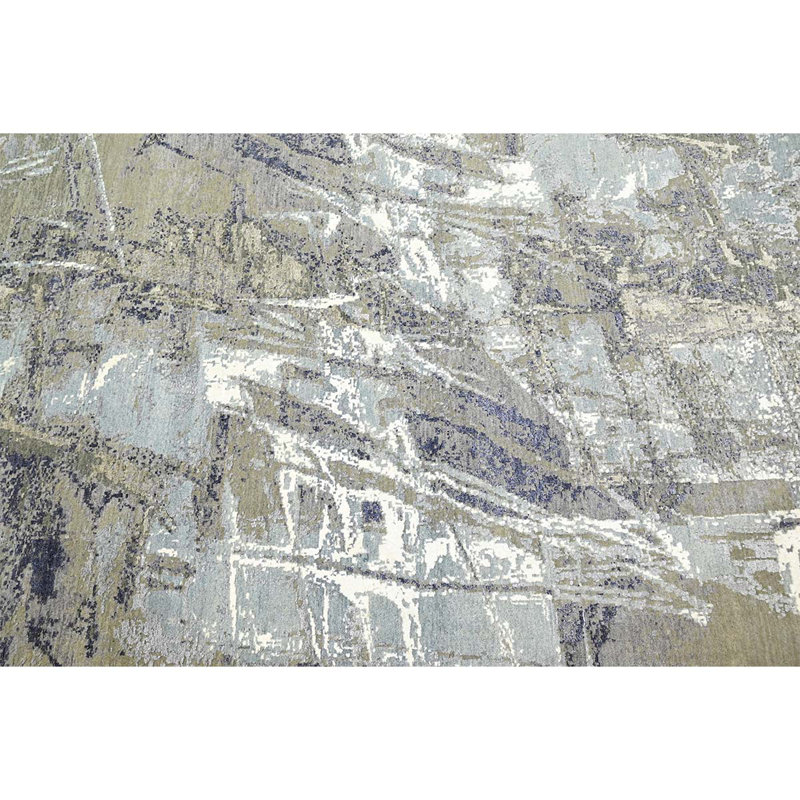 Abstract Area Rug in Gray, Rectangle 8' x 10'