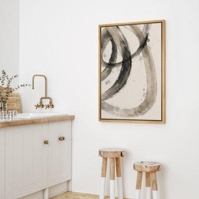 Abstrait noir coup de pinceau encadré, œuvre d'art de la chambre principale