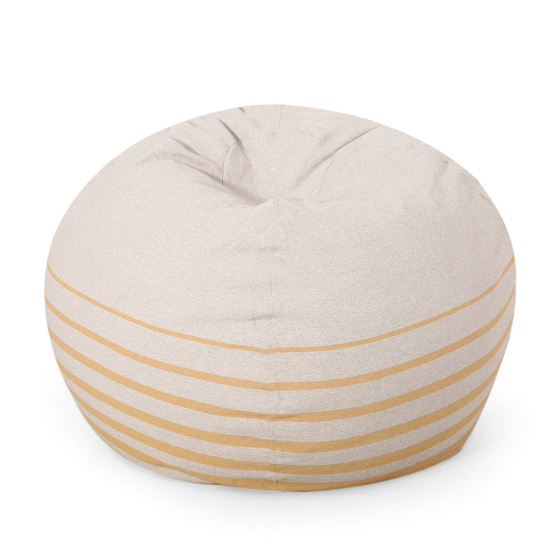 5 Foot Bean Bag - Yellow Striped, Modern Stylish Cozy Seat Piece, Removable Washable Cover, Long-Lasting Foam Filled Lounge,