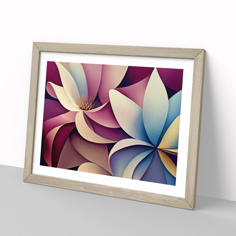 Ultimate Modern Flowers Abstract - Framed Print, 46cm H x 64cm W x 2cm D, Oak Framed
