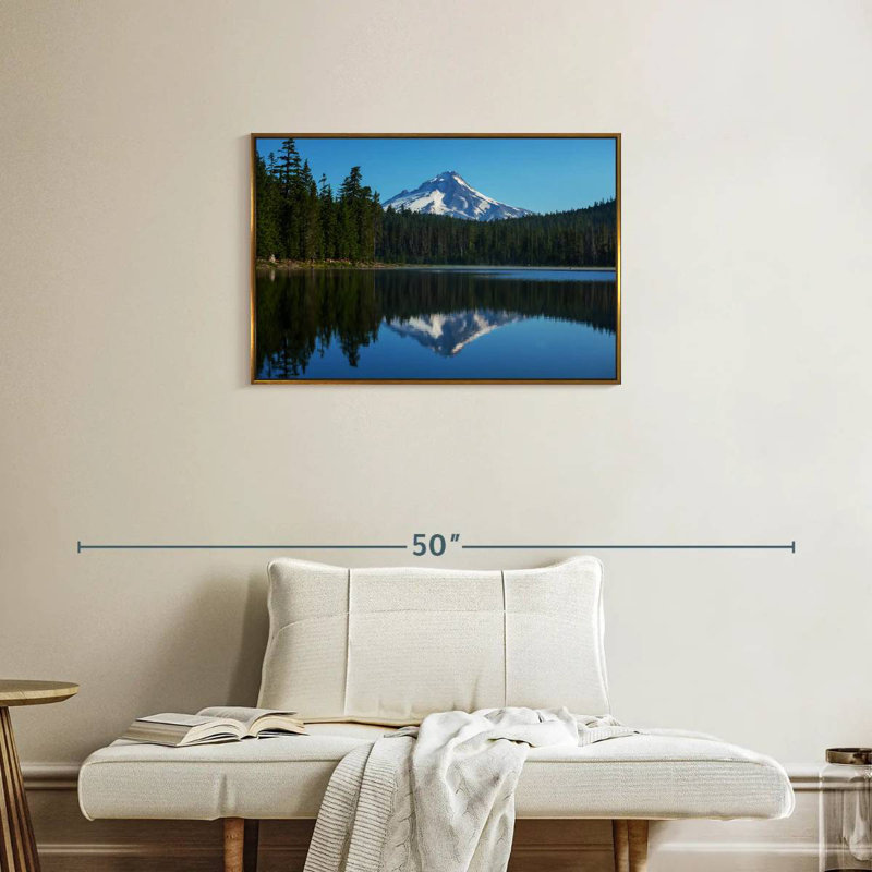 Mount Hood Reflection, Floating Frame Gold, 46" X 31"