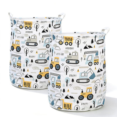 2 pièces, sac de rangement de jouets pour enfants avec dessin amusant - Panier à linge pliable de grande capacité pour vêtements, jouets et équipements sportifs - Solution d'organisation pour les chambres à coucher et les salles de jeux