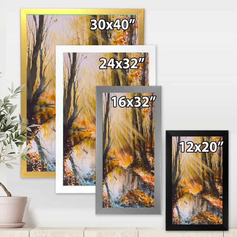 «Bright Sunshine Through The Forest Trees III», reproduction d'art sur toile encadrée, H 20 po x l 12 po x P 1po, Noir