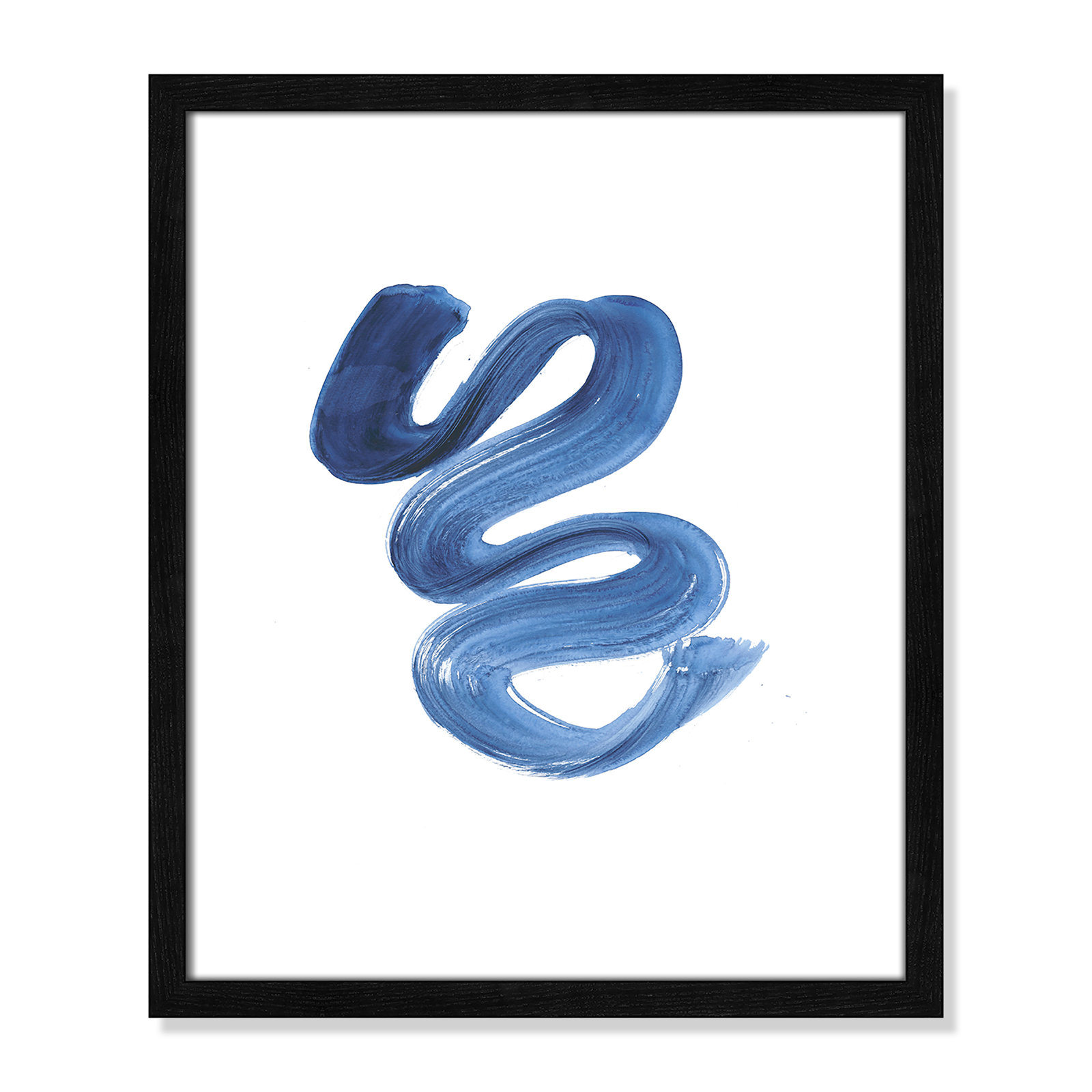 Slinky Indigo II by Filippo Ioco  - Painting Print, 19" H x 16" W x 0.75" D, Black Wood Framed Paper