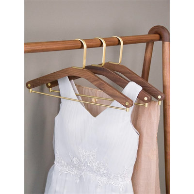 Solid Wood and Brass Clothes Hanger