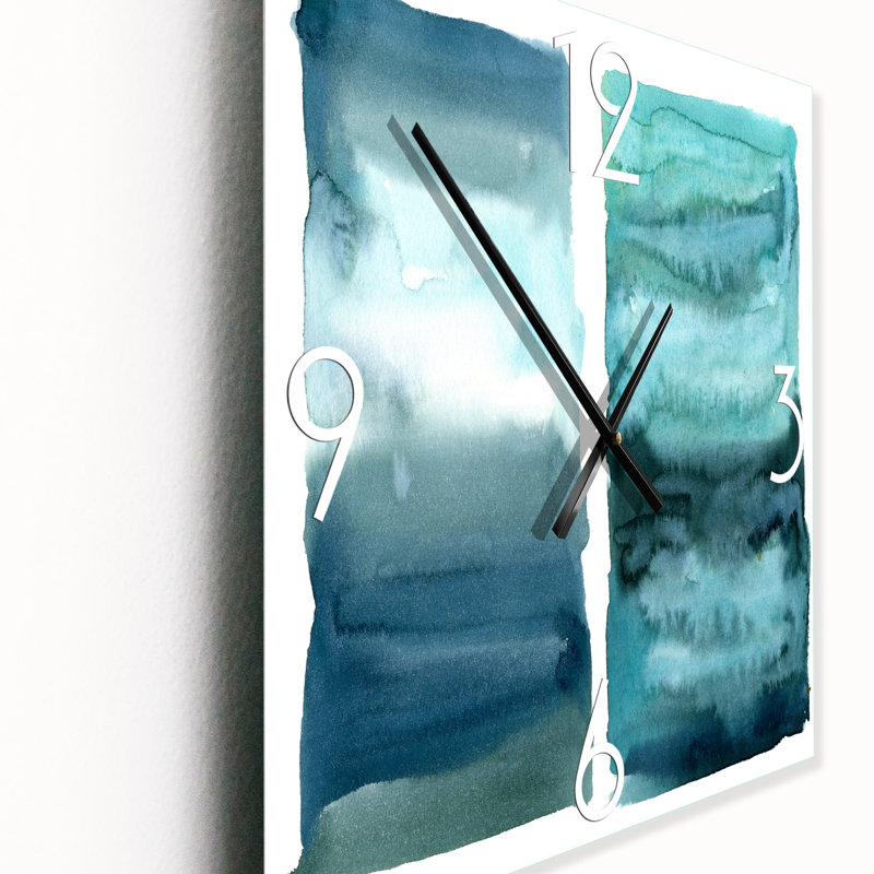 Horloge murale moderne - impression d'océan bleu abstrait aquatique II, Petit
