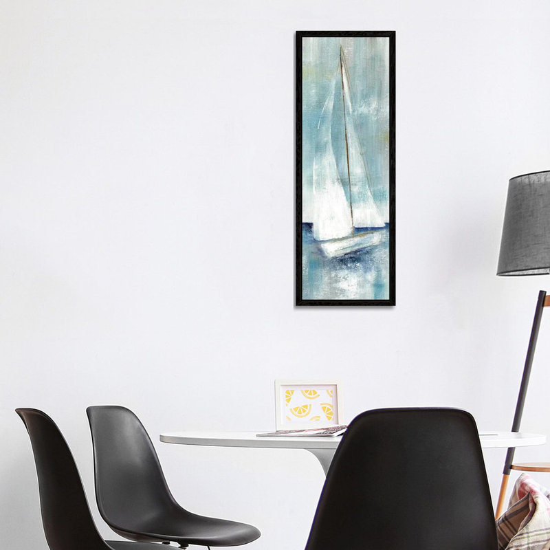 Simply Sailing II by Nan - Panoramic Painting on Canvas, 121.92 cm H x 40.64 cm W, Black Framed