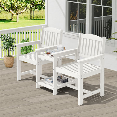 HDPE All-Weather Outdoor Adirondack Chair With Double-Layer Table