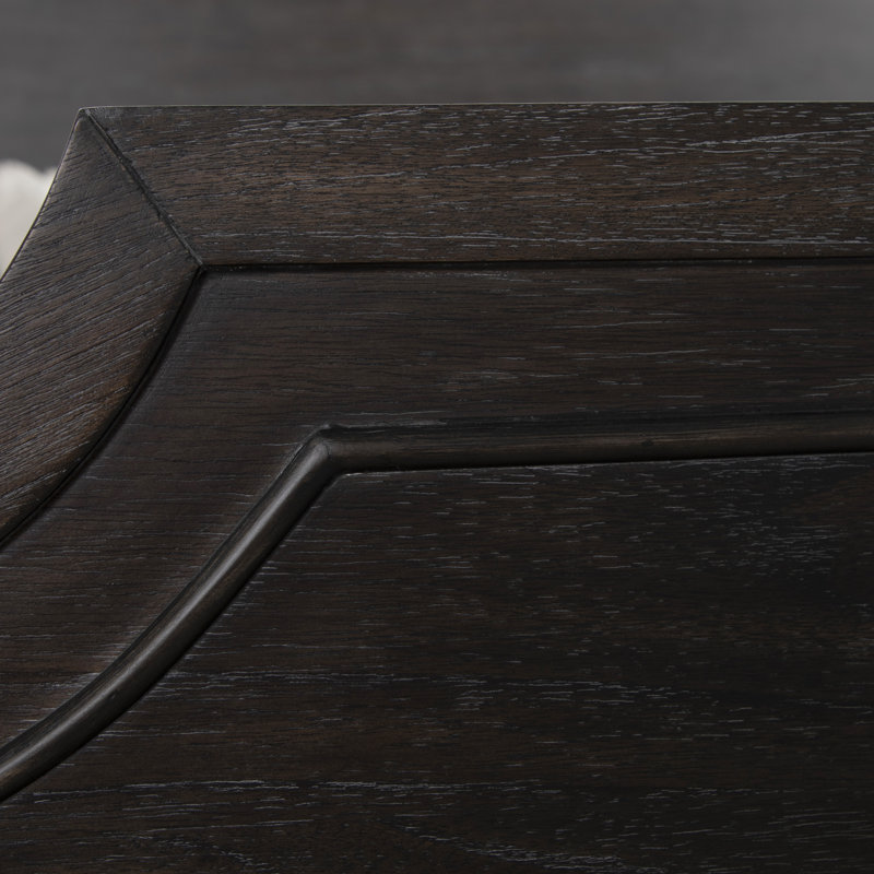 Alexandra Bed - Dark, Queen, Cerused Forest Black/Stained Gold