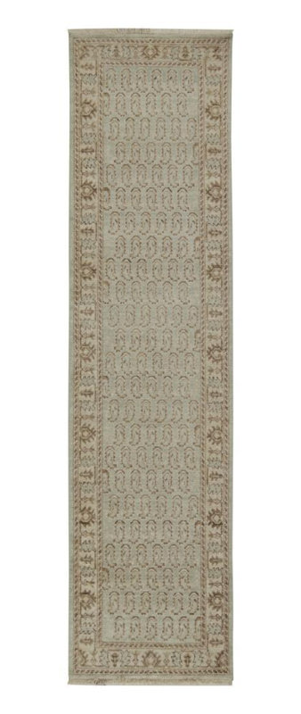Hand Knotted Geometric Area Rug, Runner 3' x 14'