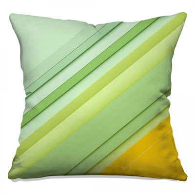 Green Diagonal Stripes Double Sided Throw Pillows