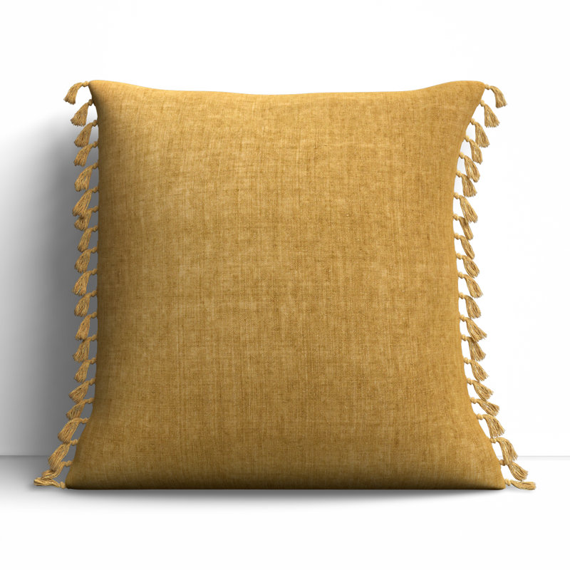 Sharron Square 100% Linen Pillow, Olivenite, Polyester/Polyfill