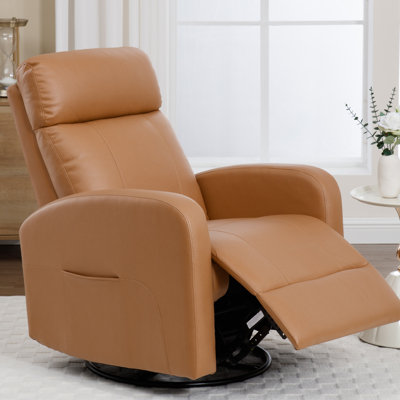 Silina 37""W Swivel Rocker Glider Upholstered Manual Recliner Chair -  Aemeios, RC-2601-Brown