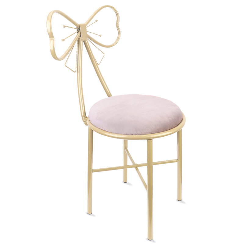 Pink Velvet Dining Chair Dressing Stool Sturdy Makeup Vanity Chair For Bedroom Living Room, Grey