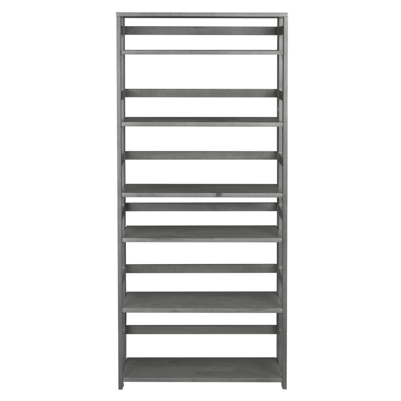 Flip Flop High Folding, No Tools Assembly, Solid, Wood Bookcase, Gray, 34"H x 30"W x 12"D