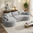 Boneless 124.5" Curved Modular Sectional Sofa, Large L-shaped Floor Couch, No Assembly Required & Boxed Delivery,easy-clean, Includes 4 Pillows,modern Design-860408635
