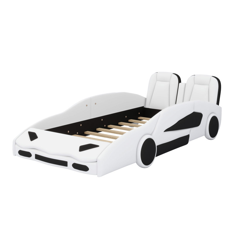 Lit plateforme à roulettes Race, Blanc