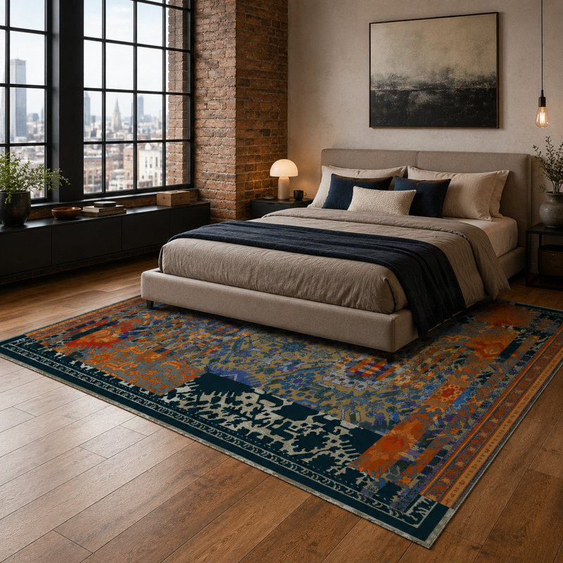Geometric Cotton and Chenille Flatweave Area Rug, 100 x 200 cm