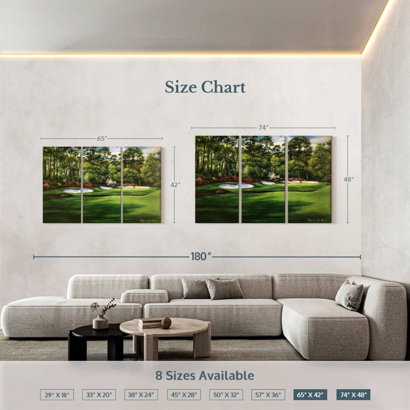 «Augusta National 13th Hole I», reproduction d'art sur toile, H 48 po x l 74 po x P 1,25 po