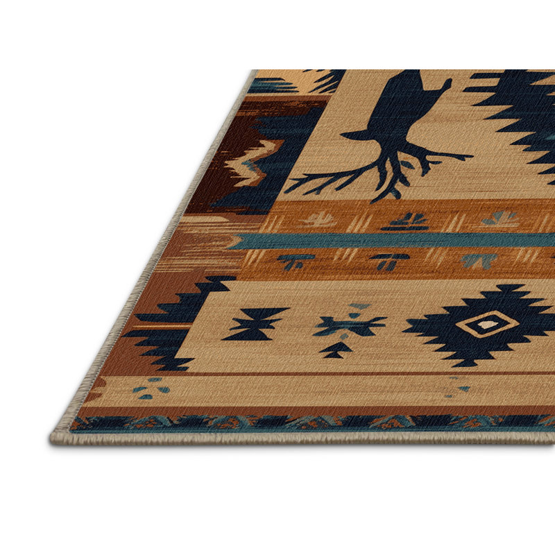 Washable Deer Southwestern Area Rug, Runner 2' x 5'