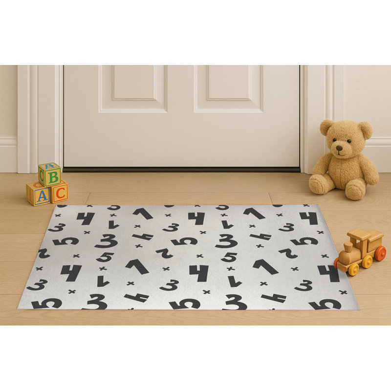 Paillasson Numéros, L 60 po x L 84 po, Ivoire/gris anthracite