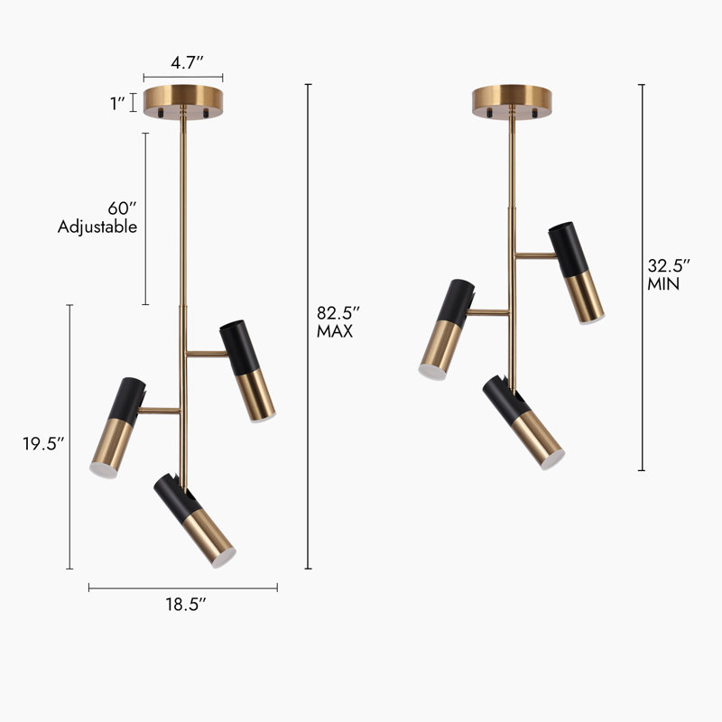 Miaisabella 3-Light Unique Modern Linear LED Chandelier