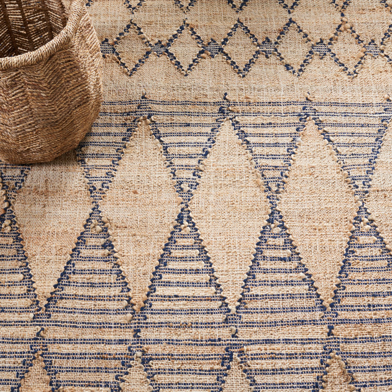 Arijus Natural Fiber Flat Weave Jute/Wool/Cotton Geometric Rug in Black/Brown, Rectangle 3' x 5'